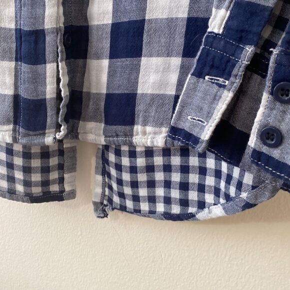 Velvet Heart plaid navy and white button down large cotton - Picture 5 of 7